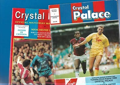 2 X Crystal Palace Football Club Programmes V Manchester United 1989/90 + 1990/1 • £2.50