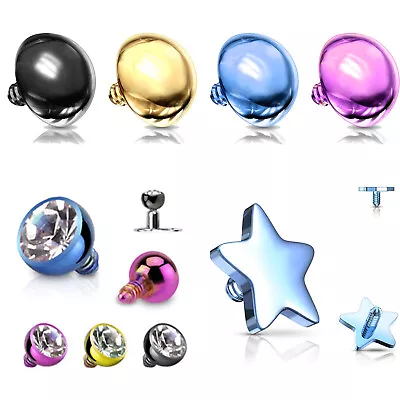 £2.69 • Buy Titanium Anodized Micro Dermal Anchor Head Surface Implant Top Star Dome Gem