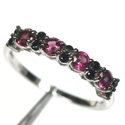 Gemstone Purplish Red Rhodolite Garnet & Spinel Jewelry Ring 925 Silver Size8.75 • $9.99