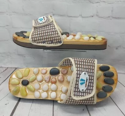 Acupressure Massage Slippers Natural Stone Sandals Foot Massage Shiatsu Size XL • $18.97