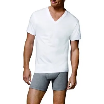 $14.99 • Buy Hanes® Men's FreshIQ® ComfortBlend White V-Necks Shirts 3 Pack     7777M3