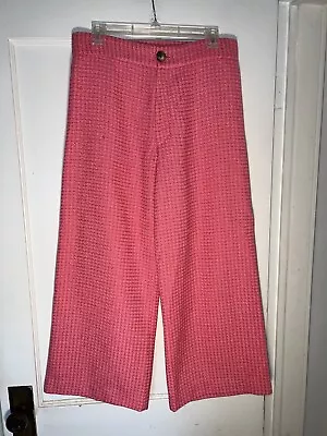 Zara Cropped Tweed High Rise Pants Pink Size L.  C899 • $47