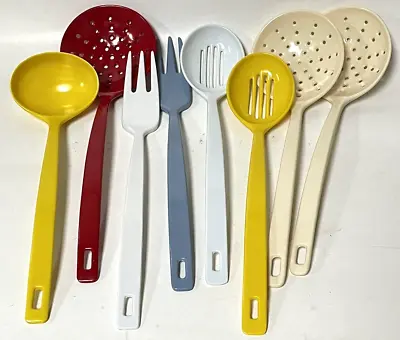 Vintage Lot Of 8 Melamine Skimming Spoon And Serving Fork Kitchen Utensils  • $14.99