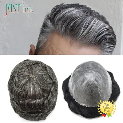 Mens Human Hair Replacement System Injection Skin Men Toupee Wig Hairpieces US • $99.99