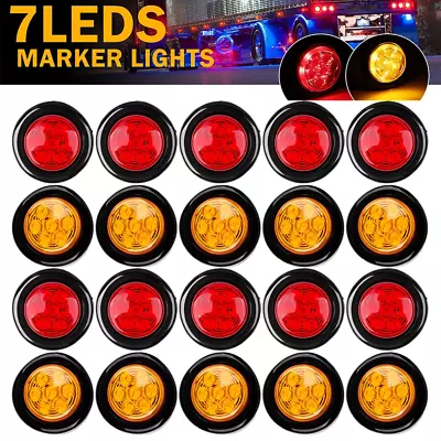 20x 2  Inch Round Red Amber LED Side Marker Clearance Trailer Truck Lights 12V • $11.69