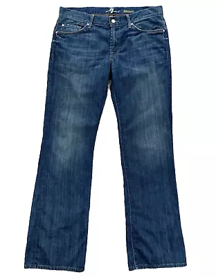 7 For All Mankind Bootcut Jeans Men’s Size 34 “A” Pocket 100% Cotton Dark Wash • $28.95