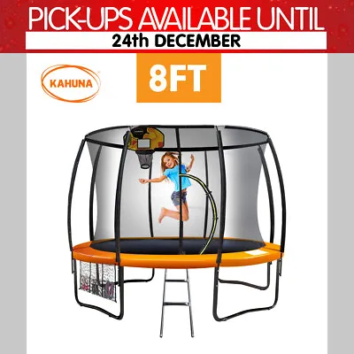 8ft Kahuna Trampoline Safety Net Spring Pad Cover Mat Ladder Free Basketball Set • $499