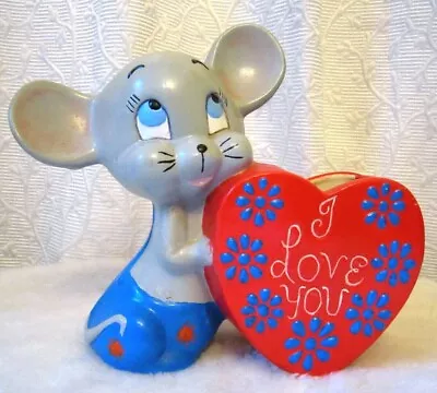 Vintage Mouse Heart I Love You Planter Ceramic Mid Century Valentine's Day Retro • $38.25