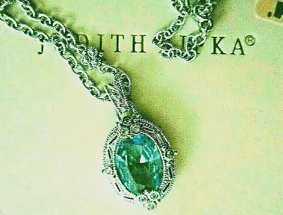$329.96 • Buy Judith Ripka NWT SS & 18K Gold Blue Topaz Sapphire Pendant Necklace JR Pink Box