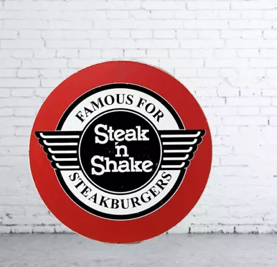 Steak And Shake Advertising Porcelain Enamel Heavy Metal Sign 30 Inches Round SS • $225