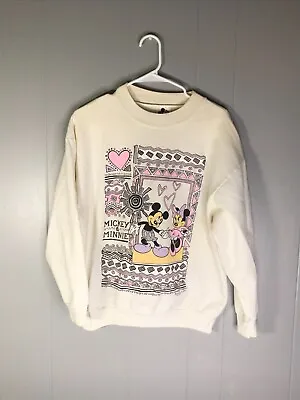 Vintage Mickey Mouse Minnie Mouse Womens Crewneck Sweater Disney Sz LG • $34.99