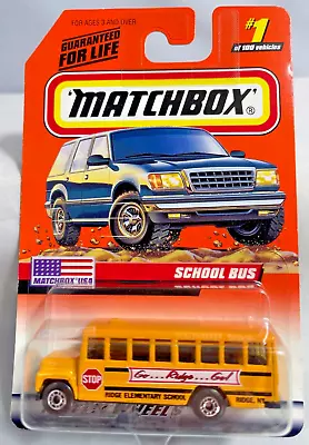 MATCHBOX   RIDGE N.Y. ELEMENTARY SCHOOL BUS  FROM 1999 COLL #1 Of 100 • $5.50