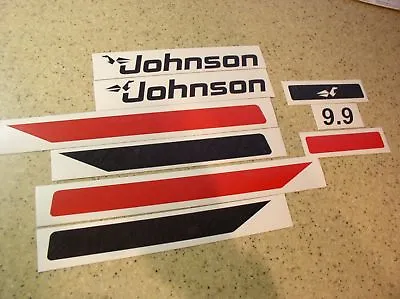 Johnson Vintage 9.9 HP Outboard Motor Decals FREE SHIP + Free Fish Decal! • $16