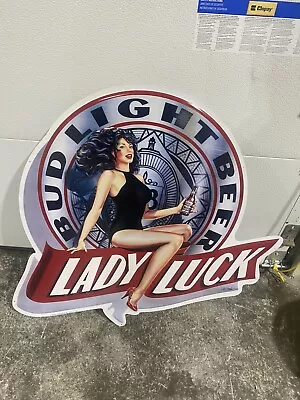 Bud Light Budweiser Beer Lady Luck Large Sign 36x29 Pinup Girl Rare Advertising • $150