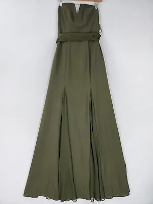 White By Vera Wang Dress Womens 2 Olive Green Strapless Formal Evening Gown NEW • $55.24