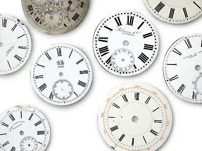 (B) Lot Of 8 Pocket Watch Porcelain/Enamel + Metal Dial For Projects/Parts  • $219.99