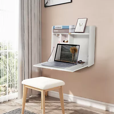 Wall Mounted Table Folding Home Office Computer Desk Floating Storage Cabinet UK • £34.49