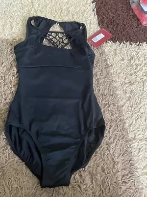 £15 • Buy Black Bloch /Mirella Knot Bead Front Neck Tank Leotard -Size Petite M3015