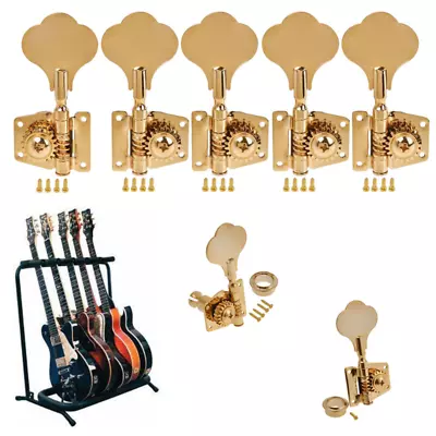 5 String Bass Guitar Tuners Tuning Pegs Keys Machine Heads Open Gear 4R1L Gold • $30.65