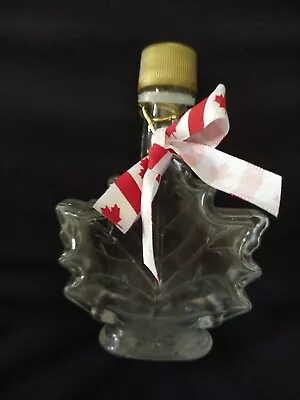 Maple Leaf Shaped Glass Syrup Bottle With Lid 100 Milliliter 6 Inch Tall • $5