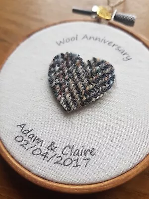 Handmade 7th Wedding Anniversary Heart Gift. Personalised. Wool Anniversary. • £10