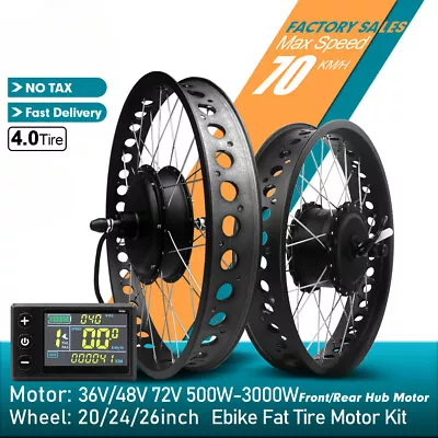 E-bike Fat Tire Conversion Kit 48V 500W-3000W Front/Rear Hub Motor Wheel • $471.24