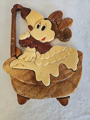 Vintage Minnie Mouse Wooden Wall Art Decor Cute Carved RARE Bath Time Bubbles  • $24.94