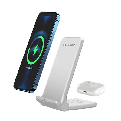 $26.99 • Buy 25W Wireless Charger Foldable 2in1 Stand Dock For Apple AirPods IPhone 14 13 Pro