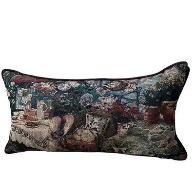 Newport Tapestry Throw Pillow Victorian Garden Size Large Home Accents Vintage • $48