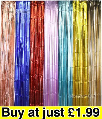 £1.97 • Buy 2m-3m Foil Fringe Tinsel Shimmer Curtain Door Wedding Birthday Party Decorations