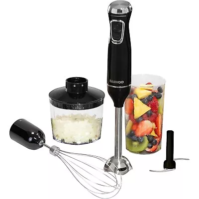 Daewoo Hand Blender Set With Whisk Chopper & Jug Accessories 600W Black SDA1622 • £28.89