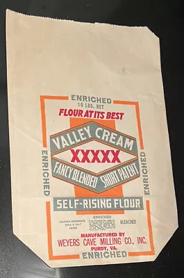 Valley Cream SELF RISING FLOUR Bag Sack Weyers Cave Milling Purdy VA VTG 10 Lb • $14.99