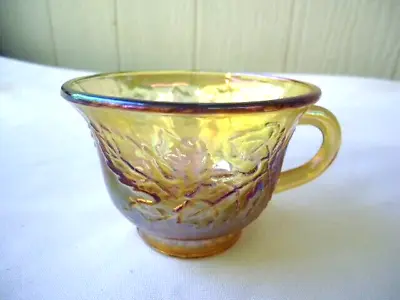 Vintage Carnival Glass Punch Bowl Marigold Amber Gold Cup For • $9.99