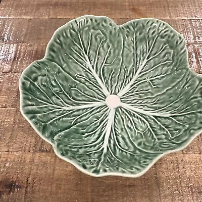 Bordallo Pinheiro Pottery Cabbage Leaf Bowl 6 3/4 Inch Made In Portugal • $16