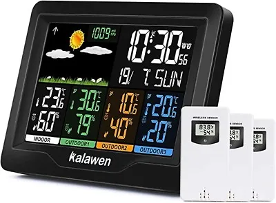 Kalawen Weather Station With 03 Outdoor Sensors MSF Weather Forecast Alarm Clock • £35