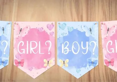 £6.49 • Buy GENDER REVEAL Baby Shower BANNER Boy Girl Pink OR Blue Decorations Bunting