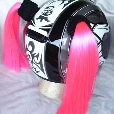 PINK  Helmet Pigtails..(Pair) Motorcycle Bike .Helmet Hair  14  Each  PINK • $22.65