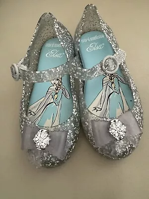 Melissa Mini Disney Frozen Elsa Glass Glitter Mary Jane Girl's EU 25/26 US 9 • $19.99