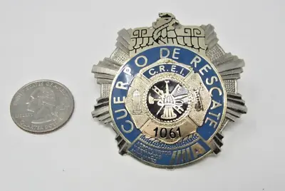 CUERPO DE RESCATE Fire Department BADGE RARE Vintage Mexico South America Old • $119.99
