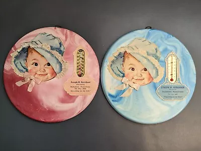 Pair Of Chalkware Vintage Nursery Thermometers 1937 Blue & Red Baby Boy/Girl PA • $12.99