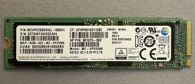 Samsung Mz-vpv2560 256gb Mlc Nvme M.2 2280 Ssd 801075-002 Mzvpv256hdgl-000h1 • $24.88