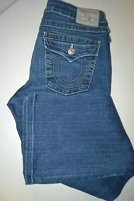 True Religion Women's Bootcut Becky Pocket Flaps Blue Jeans Sz 32x30 • $45