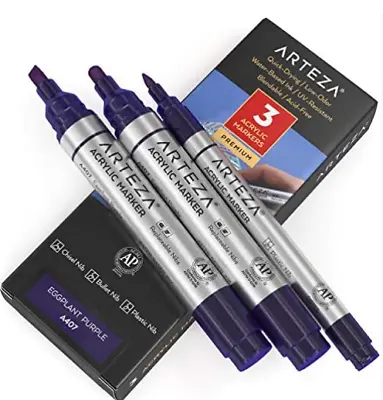 Arteza Acrylic Paint Pens Markers Glass Rock Wood Ceramic Fabric Metal Multi Use • £5.99
