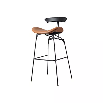 Danish Barstool | Chair Project | Black Back Support | Light Brown PU Leather Se • $229