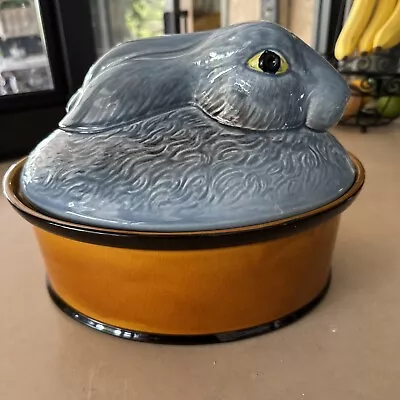 Subtil  Oval Ceramic Blue Rabbit Tureen / Casserole  Dish - Portugal • $33