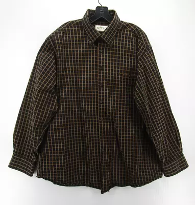 VINTAGE Orvis Shirt Men XL Black Brown Button Up Checkered Collared Twill • $39.02