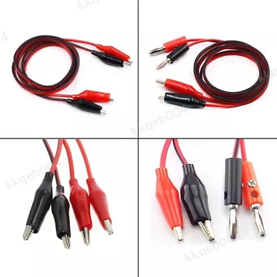 Crocodile Alligator Clip Test Lead To 4mm Banana Plug Cable Double Roach Wire • $3.38