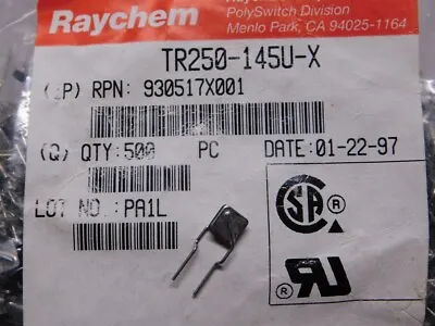$6.99 • Buy 10 Raychem TR250-145U-X Polyswitch 60VDC 3A PTC Overcurrent Protection Devices