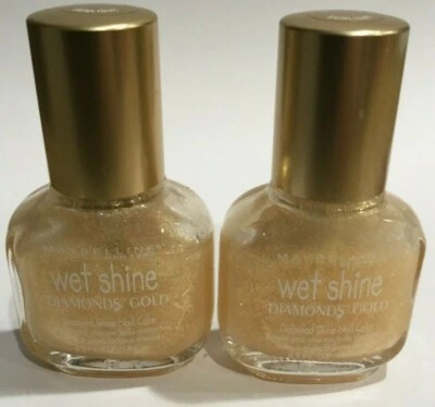 $10.57 • Buy LOT OF 2 Maybelline Wet Shine Diamonds Gold Nail Color Polish SUNLIGHT .5 Ozs EA