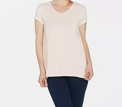 H By Halston Womens XXS Essentials V-Neck Top W/ Forward Notch Detail Pure Pink • $9.95